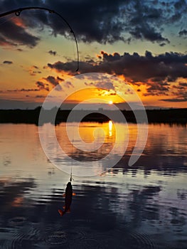 Fishing at sunset