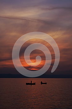 Fishing at sunset photo