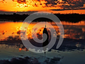 Fishing at sunset