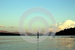 Fishing at Sunset. Nidri, Lefkada, Greece