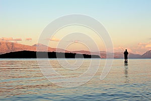 Fishing at Sunset. Nidri, Lefkada, Greece