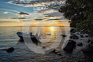 Fishing sunset on Vattern lake