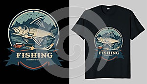 Fishing t-shirt design vector illustration template.