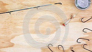 Fishing Tackle Flatlay With Copy Space