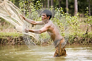 Fishing with a throw net