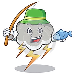 Fishing thunder cloud character cartoon