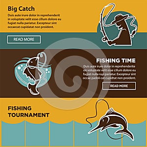 Fishing tournament time for big catch colorful poster