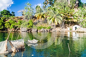Fishing traps at the mouth of Rio Miel near Baracoa, Cu
