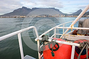 Fishing Trawler in front of Table Mountain