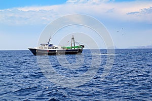 Fishing trawler professional boat working