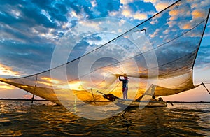 Fishing on Tri An dam hydroelectric- Dong Nai provice - Vietnam photo