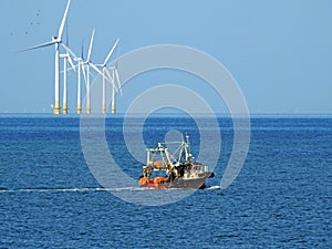 Fishing tug boat energy power offshore wind farm kent coast seaside array