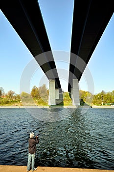 Fishing under bridge