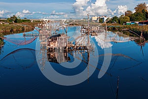 Fishing using nets in Montenegro on the river Bojana