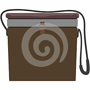 Fishing vector basket bag illustration, angling accessory