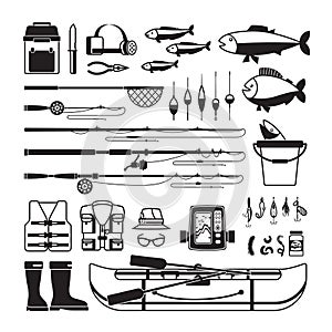 Fishing vector black icons