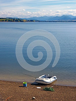 Fishing vessel at Liptovska Mara, Slovakia