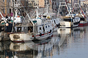 Fishing vessels in sea near VENICE