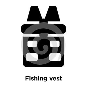 Fishing vest icon vector isolated on white background, logo concept of Fishing vest sign on transparent background, black filled