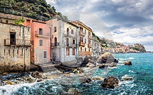 Fishing village with abandoned houses in Italy, Scilla, Calabria