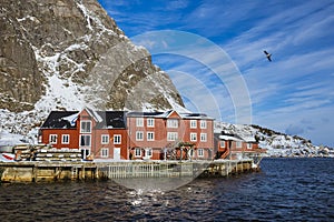 Fishing village with a beautiful houses on the Lofoten Islands