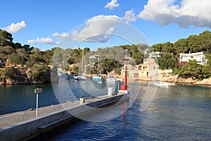 Fishing village Cala Figuera bay panorama and Mediterranean Sea, Majorca