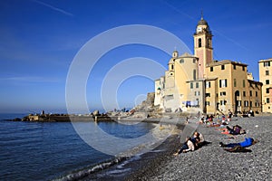 The fishing village of Camogli, Gulf of Paradise, Portofino National Park, Genova, Liguria, Italy