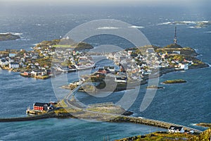 Fishing village HenningsvÃ¦r at Lofoten Islands