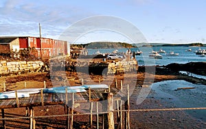 Fishing village at low tide Maine