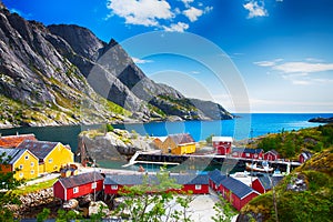 Fishing village in Nusfjord on Lofoten Islands in Norway