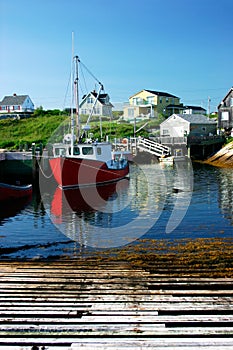 Fishing Village Under a Blue Sky