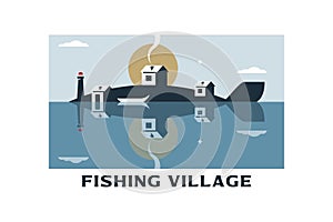 Fishing village vector illustration EPS 10 file