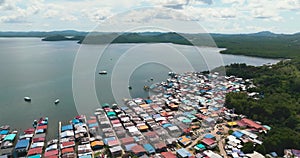 Fishing village on the water. Borneo, Malaysia.