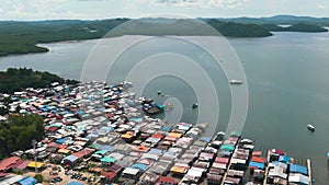 Fishing village on the water. Borneo, Malaysia.