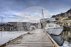 Fishing village Ã… in Lofoten, Norway Shot from Marina at Hamnoy and Akkarvika Islands
