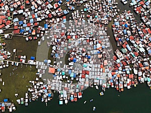 Fishing villages on the water in Borneo, Malaysia.