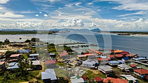 Fishing villages on the water in Borneo, Malaysia.