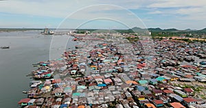 Fishing villages on the water in Borneo, Malaysia.