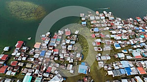 Fishing villages on the water in Borneo, Malaysia.