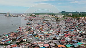 Fishing villages on the water in Borneo, Malaysia.