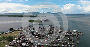 Fishing villages on the water in Borneo, Malaysia.