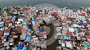 Fishing villages on the water in Borneo, Malaysia.