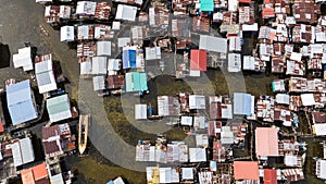 Fishing villages on the water in Borneo, Malaysia.