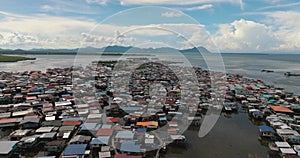 Fishing villages on the water in Borneo, Malaysia.