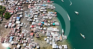 Fishing villages on the water in Borneo, Malaysia.