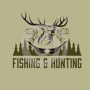 fishing vintage emblem vector design template