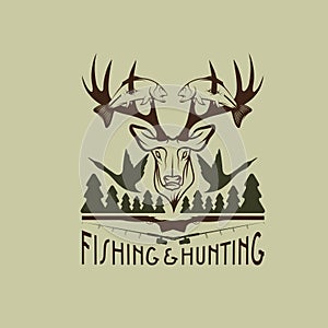 fishing vintage emblem vector design template