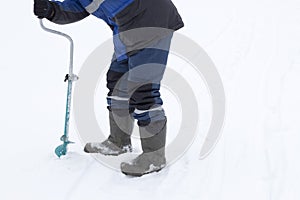 fishing in the winter on the lake