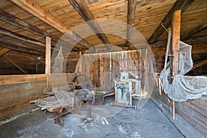 Fishing workshop in heritage park, Poland XIXth century