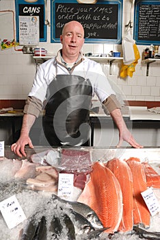 Fishmonger in apron